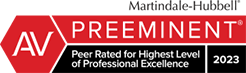 Martindale-Hubbell | AV Preeminent | Peer Rated For Highest Level Of Professional Excellence | 2023